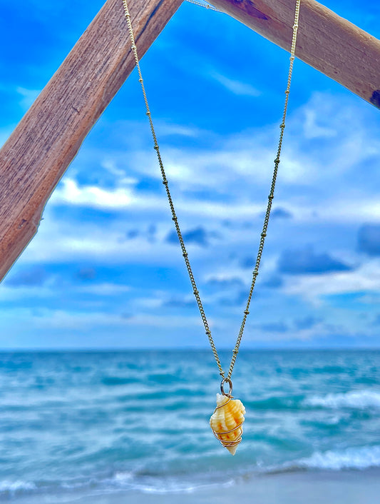 Wire Twirled Auger Shell Necklace